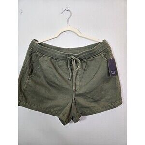 Gap Women's Green Drawstring Cotton Shorts Relaxed Fit Size L 679024-03-2